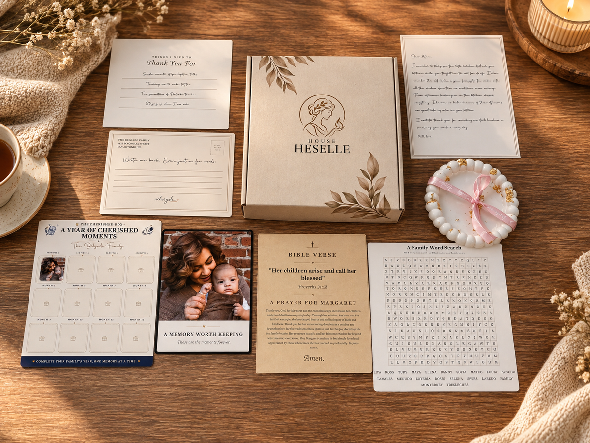 House Heselle personalized monthly gift box for mom — curated keepsakes delivered to her door